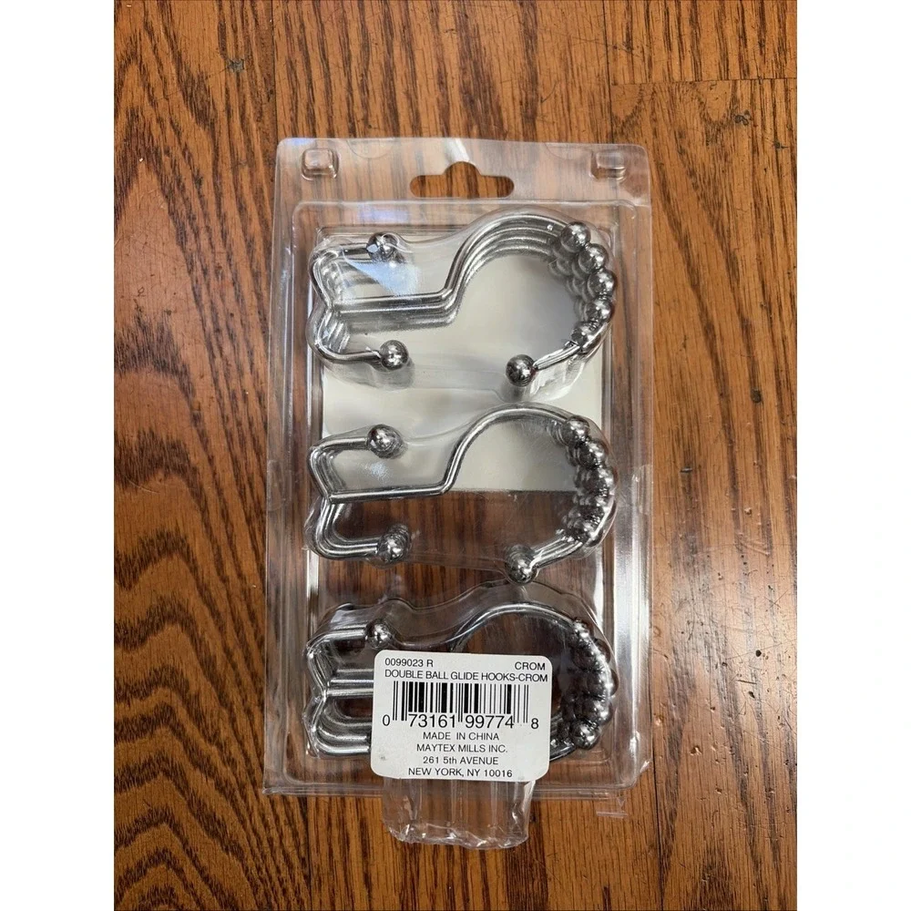 Maytex 12 Pack Double Glide Easy Shower Curtain Hooks Rust Proof‎ Roller Rings